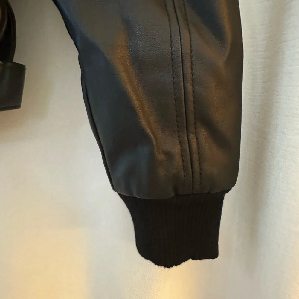 Guess Black Faux Leather Bomber Jacket - Picture 4 of 7